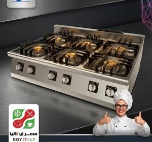 موقد غاز تجاري 6 شعلات للمطاعم من الفولاذ المقاوم للصدأ