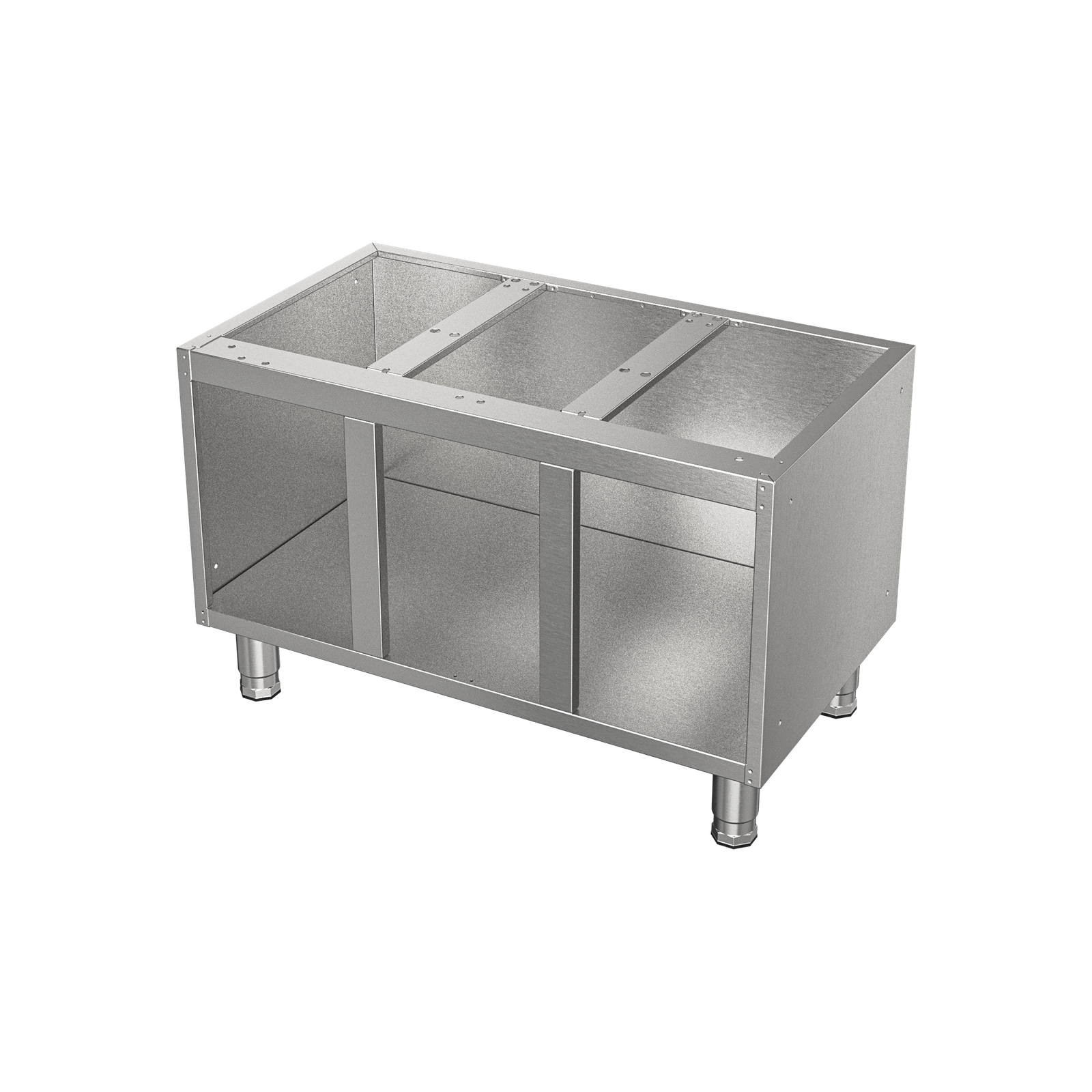Open Commercial Stainless Steel 3-Compartment Chef Base