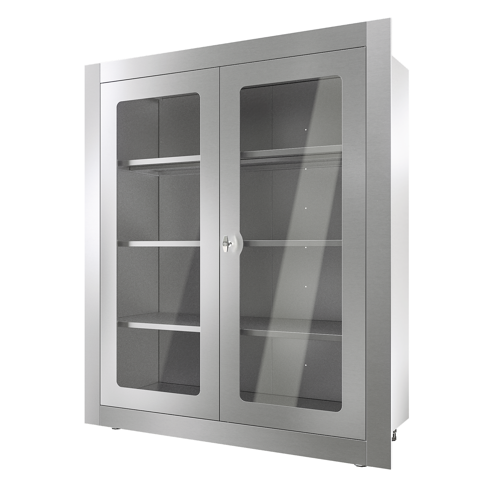 VITAL Recessed Double Glass Door Stainless Wall Cabinet